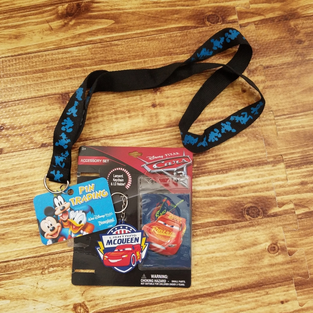 Disney Mickey Mouse & Friend Pin Trading Lanyard Cars McQueen Keychain